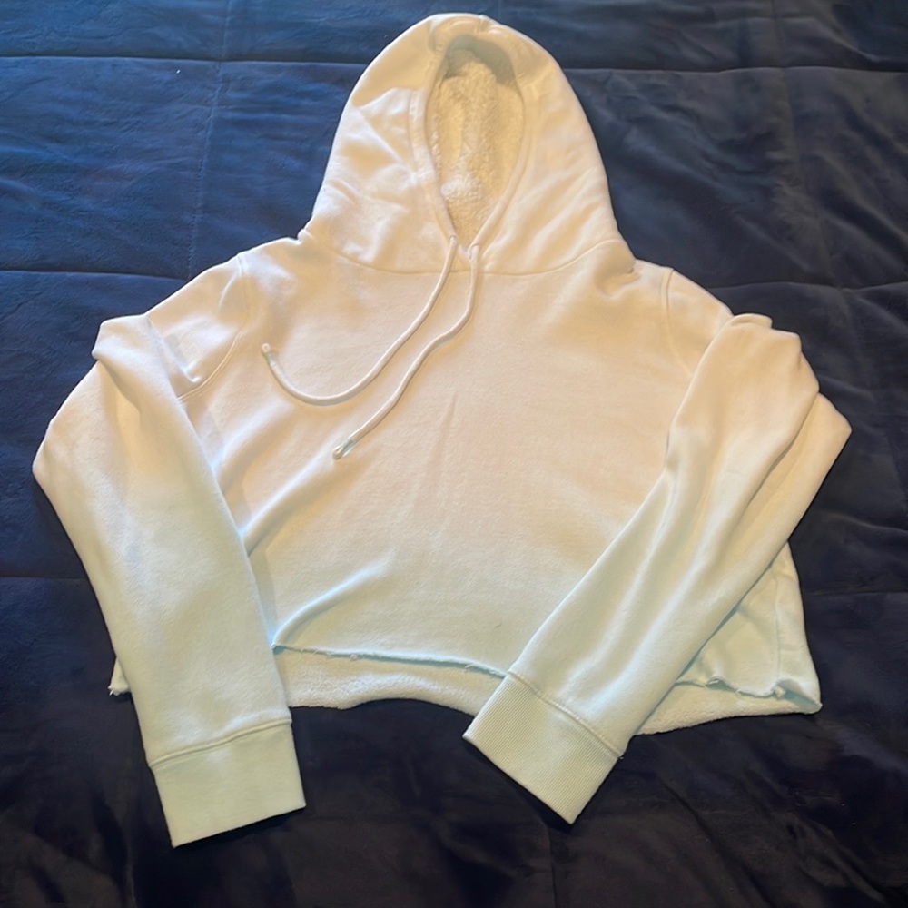 Sonoma White and Blue Ombré Cropped Hoodie